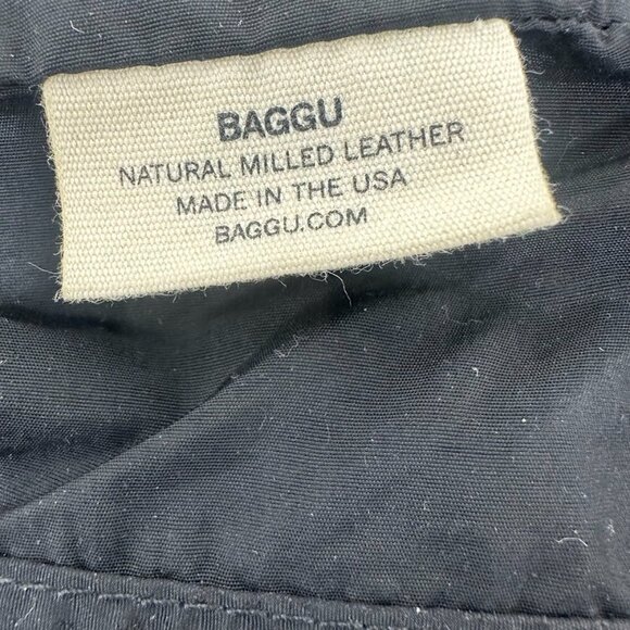 Baggu Black Soft Milled Leather Crossbody Shoulder Bag Minimalist Classic - Picture 11 of 12